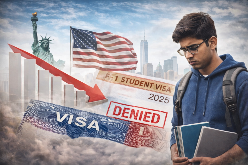 भारतीय छात्रों के लिए US F-1 वीजा में ऐतिहासिक गिरावट (2025)